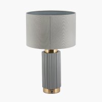 Pacific Lifestyle Ionic Grey Textured Ceramic and Gold Metal Table Lamp