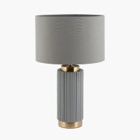 Pacific Lifestyle Ionic Grey Textured Ceramic and Gold Metal Table Lamp