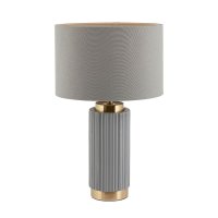 Pacific Lifestyle Ionic Grey Textured Ceramic and Gold Metal Table Lamp