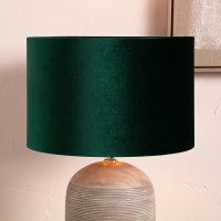 Pacific Lifestyle Bow Velvet Cylinder Lampshade 35cm - Forest Green