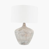 Pacific Lifestyle Manaia Textured Wood Table Lamp Base - White Wash