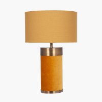 Pacific Lifestyle Dempsey Velvet and Antique Gold Metal Table Lamp Base - Mustard