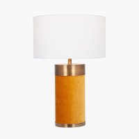 Pacific Lifestyle Dempsey Velvet and Antique Gold Metal Table Lamp Base - Mustard