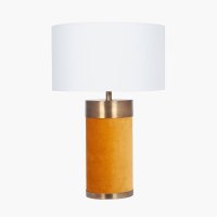Pacific Lifestyle Dempsey Velvet and Antique Gold Metal Table Lamp Base - Mustard