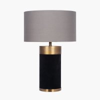Pacific Lifestyle Dempsey Velvet and Antique Gold Metal Table Lamp Base - Black