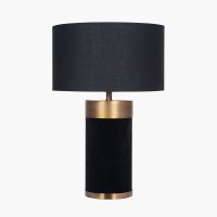 Pacific Lifestyle Dempsey Velvet and Antique Gold Metal Table Lamp Base - Black