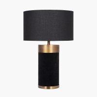 Pacific Lifestyle Dempsey Velvet and Antique Gold Metal Table Lamp Base - Black
