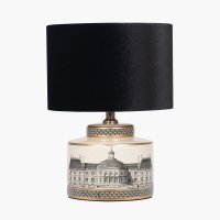Pacific Lifestyle Wren Black and Cream Building Print Ceramic Table Lamp Base