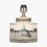 Pacific Lifestyle Wren Black and Cream Building Print Ceramic Table Lamp Base