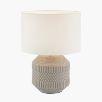 Pacific Lifestyle Meribel Geo Textured Ceramic Table Lamp - Grey