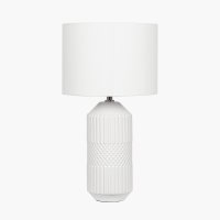 Pacific Lifestyle Meribel Geo Textured Tall Ceramic Table Lamp - White