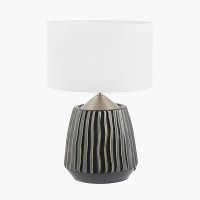 Pacific Lifestyle Artemis Black Textured Ceramic and Brushed Silver Table Lamp