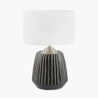 Pacific Lifestyle Artemis Black Textured Ceramic and Brushed Silver Table Lamp