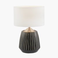 Pacific Lifestyle Artemis Black Textured Ceramic and Brushed Silver Table Lamp