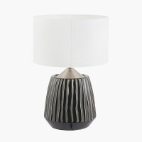 Pacific Lifestyle Artemis Black Textured Ceramic and Brushed Silver Table Lamp