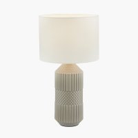 Pacific Lifestyle Meribel Geo Textured Tall Ceramic Table Lamp - Grey