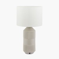 Pacific Lifestyle Meribel Geo Textured Tall Ceramic Table Lamp - Grey