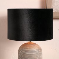 Pacific Lifestyle Bow Velvet Cylinder Lampshade 35cm - Black