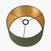 Pacific Lifestyle Stellan Slubbed Faux Silk Gold Lined Cylinder Lampshade 30cm - Green