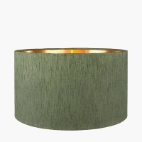 Pacific Lifestyle Stellan Slubbed Faux Silk Gold Lined Cylinder Lampshade 30cm - Green