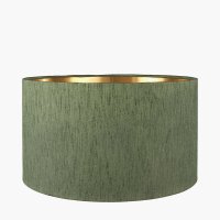 Pacific Lifestyle Stellan Slubbed Faux Silk Gold Lined Cylinder Lampshade 30cm - Green