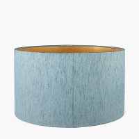 Pacific Lifestyle Stellan Slubbed Faux Silk Gold Lined Cylinder Lampshade 30cm - Duck Egg