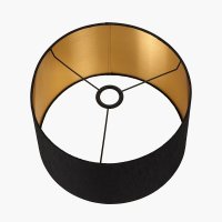 Pacific Lifestyle Stellan Slubbed Faux Silk Gold Lined Cylinder Lampshade 40cm - Black