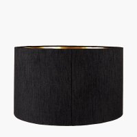 Pacific Lifestyle Stellan Slubbed Faux Silk Gold Lined Cylinder Lampshade 40cm - Black