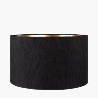 Pacific Lifestyle Stellan Slubbed Faux Silk Gold Lined Cylinder Lampshade 40cm - Black