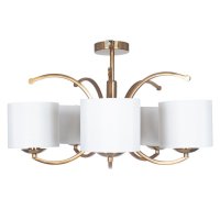 Pacific Lifestyle Arcadia Metal Curved 5 Arm Semi Flush Pendant - Satin Brass