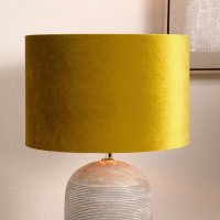 Pacific Lifestyle Bow Velvet Cylinder Lampshade 25cm - Mustard