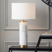 Pacific Lifestyle Carrara Ceramic Tall Table Lamp - Marble Effect