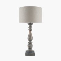 Pacific Lifestyle Alia Grey Wash Turned Mango Wood Table Lamp Base