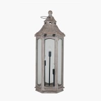 Pacific Lifestyle Adaline Wood Lantern Floor Lamp - Antique Grey