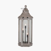 Pacific Lifestyle Adaline Wood Lantern Floor Lamp - Antique Grey