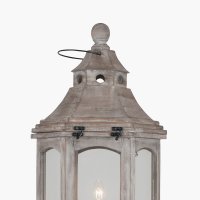 Pacific Lifestyle Adaline Wood Lantern Floor Lamp - Antique Grey