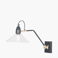 Pacific Lifestyle Canton Matt Black Metal and Glass Cone Wall Light