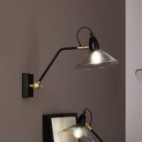 Pacific Lifestyle Canton Matt Black Metal and Glass Cone Wall Light