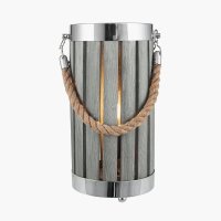 Pacific Lifestyle Austell Wood Small Lantern Table Lamp - Grey Wash