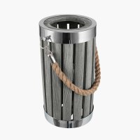 Pacific Lifestyle Austell Wood Small Lantern Table Lamp - Grey Wash