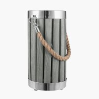 Pacific Lifestyle Austell Wood Small Lantern Table Lamp - Grey Wash