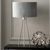 Pacific Lifestyle Houston Metal Tripod Table Lamp - Brushed Silver