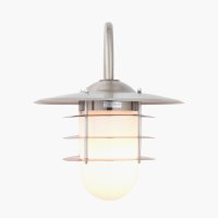 Pacific Lifestyle Centauri Metal and Opaque Glass Wall Light - Brushed Steel