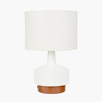 Pacific Lifestyle Elio White and Wood Effect Textured Ceramic Table Lamp