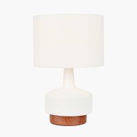 Pacific Lifestyle Elio White and Wood Effect Textured Ceramic Table Lamp