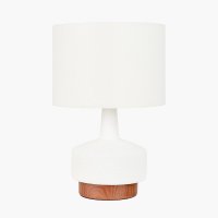 Pacific Lifestyle Elio White and Wood Effect Textured Ceramic Table Lamp