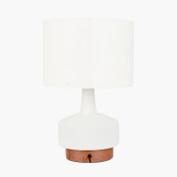 Pacific Lifestyle Elio White and Wood Effect Textured Ceramic Table Lamp