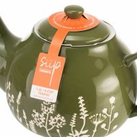 Siip Wax Resist Floral 6 Cup Teapot Green