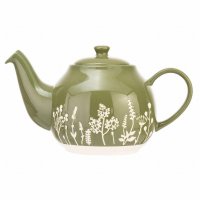 Siip Wax Resist Floral 6 Cup Teapot Green