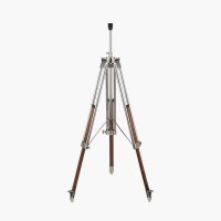 Pacific Lifestyle Port Nickel and Wood Tripod Floor Lamp Base